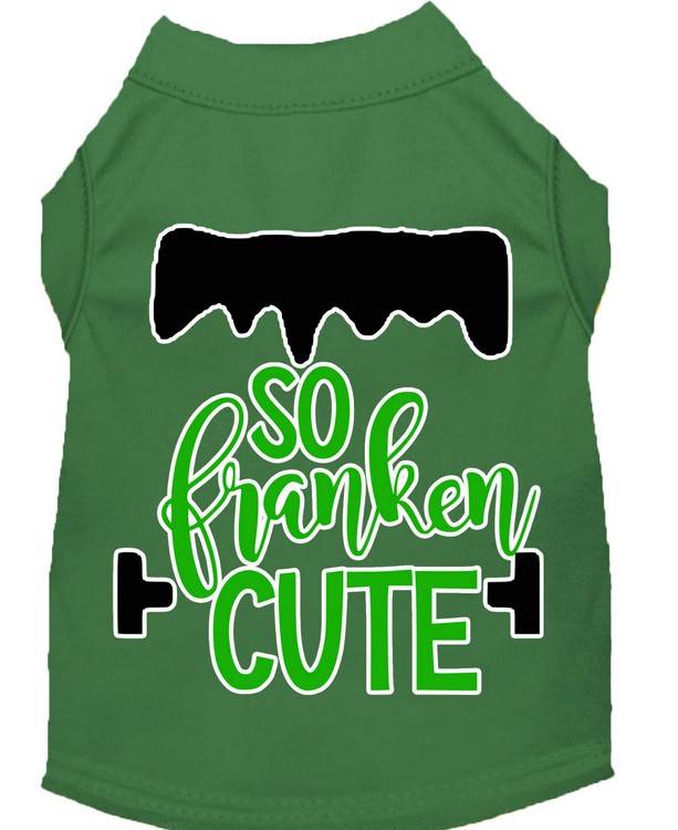 So Franken Cute Screen Print Dog Shirt Green XS